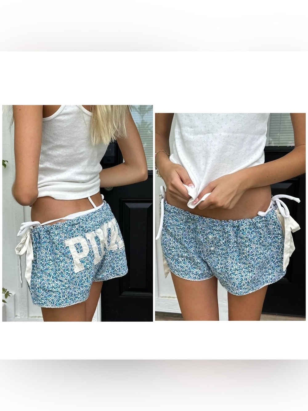 Vintage Y2K Victoria’s Secret Pink Floral Logo Sleep Micro Shorts Low Rise M Bow